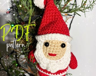 Crochet Christmas Santa Claus Amigurumi Pattern, Crochet Santa Claus Tree Ornaments, Crochet Car Hanging, Santa Claus DIY Crochet Decor
