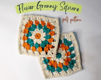Easy Flower Granny Square Crochet Pattern, Beginner Friendly Tutorial, Floral Crochet Motif, Step-by-Step Instructions with Detailed Photos