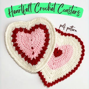 Easy Heart Crochet Coasters Pattern, Simple Crochet Heart Pattern, Beginner Friendly Crochet Tutorial, Unique Crochet Heart Coaster Patterns