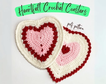 Easy Heart Crochet Coaster Pattern, Beginner Friendly (PDF Pattern)