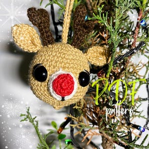 Crochet Christmas Reindeer Amigurumi Pattern, DIY Christmas Decorations, Crochet Car Hanging Crochet Pattern, Reindeer Xmas Tree Decorations