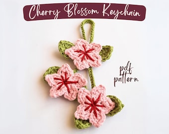 Cherry Blossom Keychain Crochet Pattern, Sakura Car Hanger (PDF Pattern)