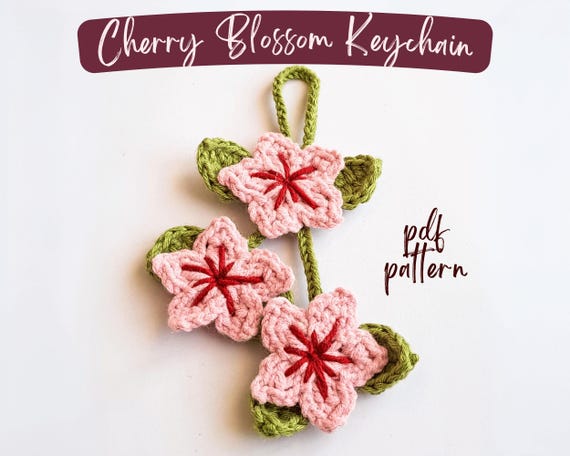 Cherry Blossom Keychain Crochet Pattern, Sakura Car Hanger (PDF