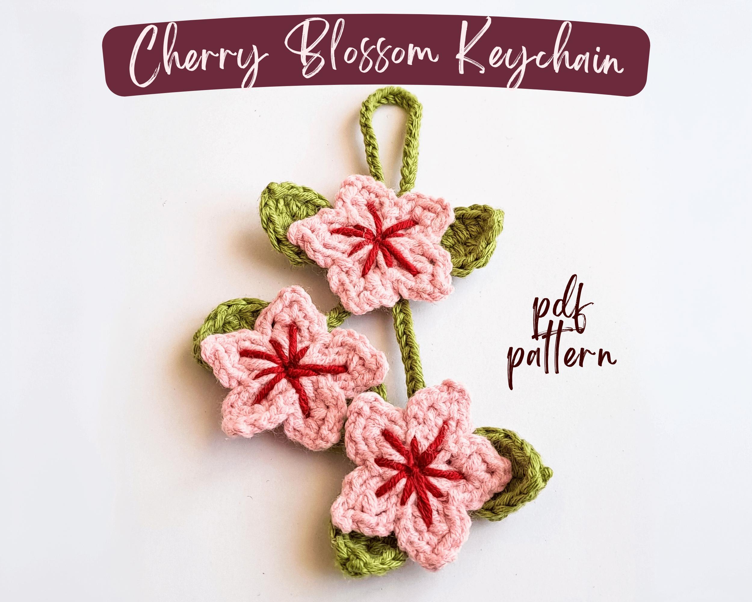 Cherry Blossom Keychain Crochet Pattern, Sakura Car Hanger (PDF