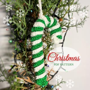 Christmas Crochet Candy Cane Pattern, Festive Ornament for Tree, DIY Seasonal Decoration, Cozy Christmas Crafts, Gifts for Her, Easy Pattern