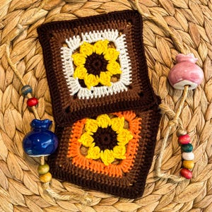Crochet Sunflower Granny Square Pattern, Simple Sunflower Granny Square, Easy Sunflower Motif Pattern, Flower Crochet Pattern for Beginner