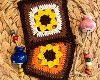 Crochet Sunflower Granny Square Pattern, Simple Sunflower Granny Square, Easy Sunflower Motif Pattern, Flower Crochet Pattern for Beginner