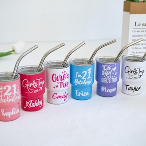 Girls Trip 3oz Shot Glass,21st Birthday,Custom Mini Tumbler,Bachelorette Party,Bridesmaid Gifts,Bridal Party,Galentine&#39;s Day gift