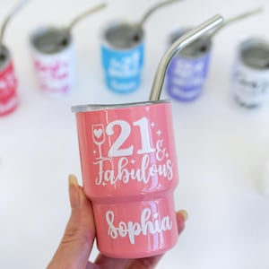 21st Birthday 3oz Shot Glass,Custom Mini Tumbler,Bachelorette Party,Bridesmaid Gifts,Bridal Party,Galentine's Day gift,Girls Trip