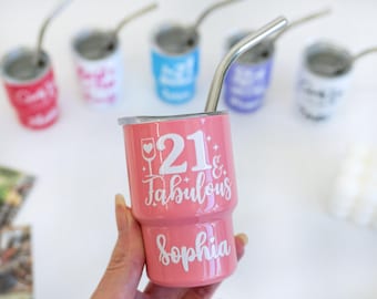 21st Birthday Shot Glass: Custom Mini Tumbler, Bachelorette Party Favor