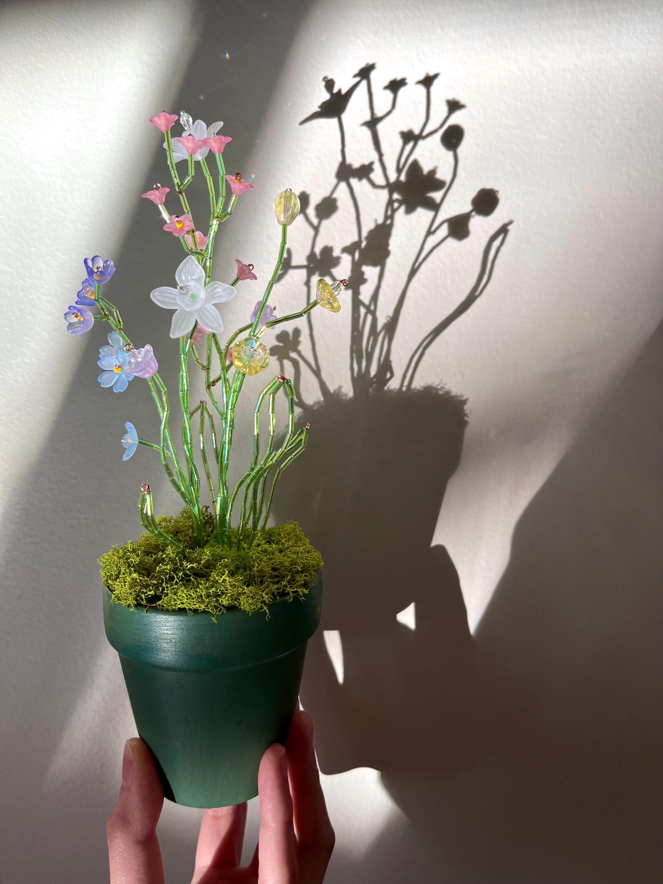 Beaded Flower Bouquet Plant Decor Beaded Plants Beaded Flowers