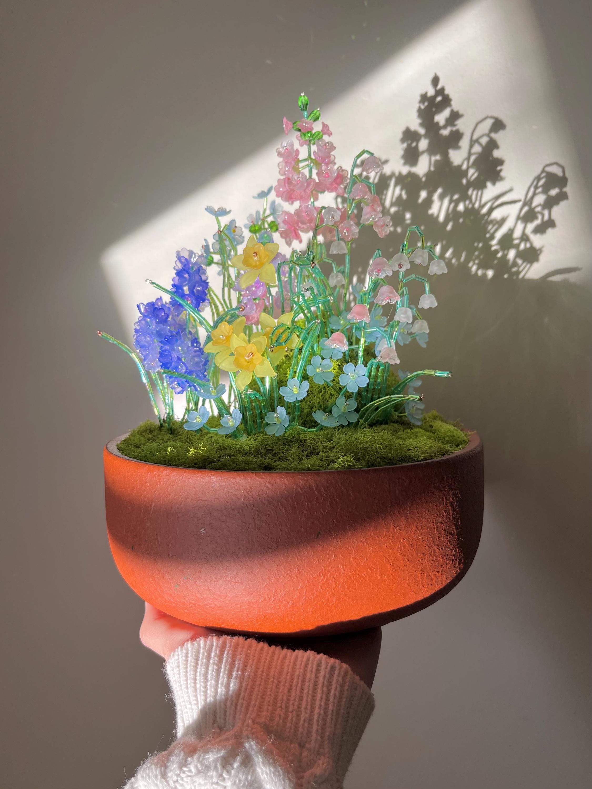 Beaded Flowers Plant Decor Bouquet Flower Garden Beaded Plants Etsy