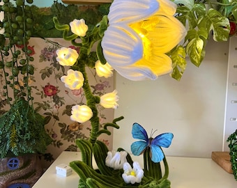 Lámpara de lirio de los valles, lámpara de mesa, lámpara de noche, decoración para el hogar, adornos de hadas, regalos florales únicos