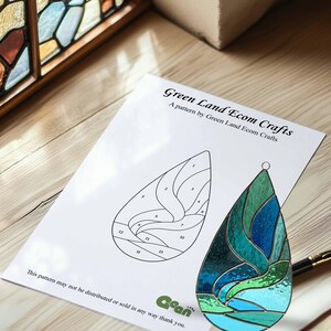 Water Drop Stained Glass Pattern Digital Download, Ocean Waves Stained ...