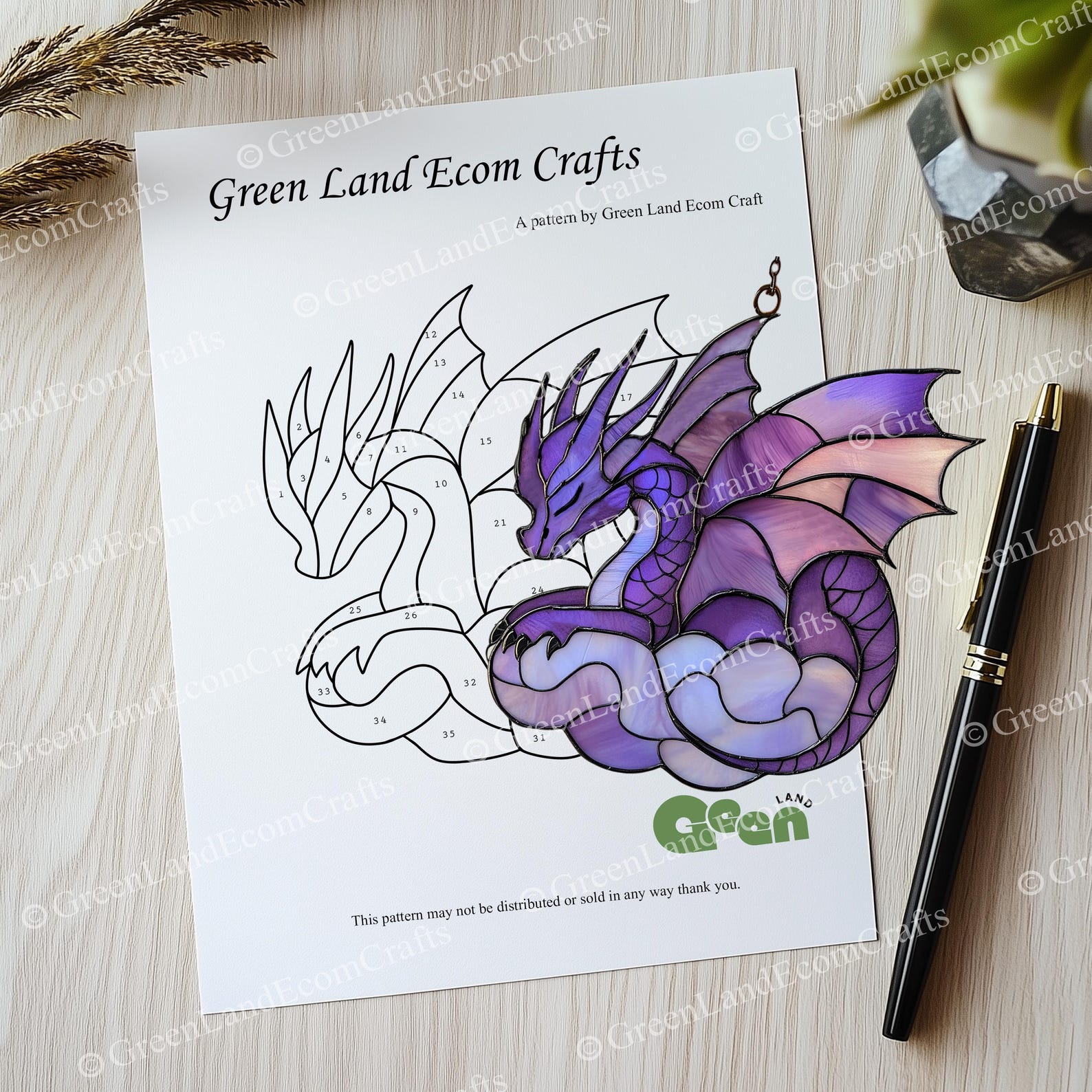 Digital Download Dragon Sleeping On Cloud Stained Glass Pattern Purple digital-download-dragon-sleeping-on-cloud-stained-glass-pattern-purple