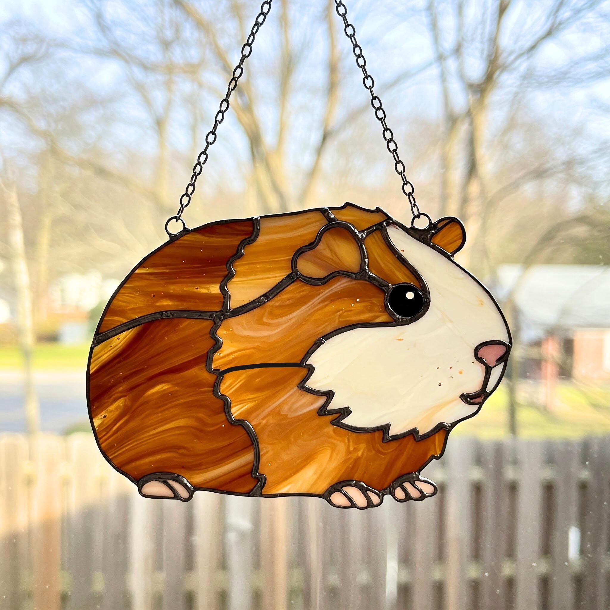 Guinea Pig Stained Glass Suncatcher, Cute Hamster Window Hanging ...