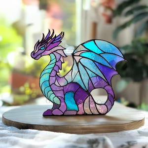 Digital Download Dragon Stained Glass Pattern, Stained Glass Pattern, Modern Suncatcher, DIY Stained Glass