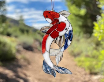 鯉のステンドグラスの模様。© David Kennedy Designs。 - Etsy 日本