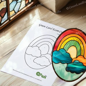Rainbow Sunshine Cloud glas-in-loodpatroon, regenboog glas-in-loodpatroon, moderne Suncatcher, DIY glas in lood, Moederdagcadeau
