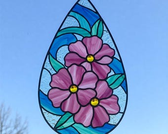 ハイビスカスの花のステンドグラスパターン：トロピカルサン