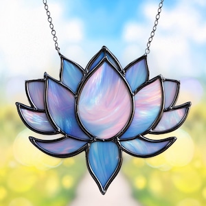 Lotus Flower Stained Glass Pattern, Mom gifts, Custom stained glass lotus flower, Modern Suncatcher, DIY Stained Glass, Mother&#39;s Day Gift