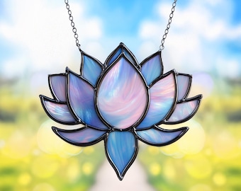 Lotus Flower Stained Glass Pattern, Mom gifts, Custom stained glass lotus flower, Modern Suncatcher, DIY Stained Glass, Mother's Day Gift
