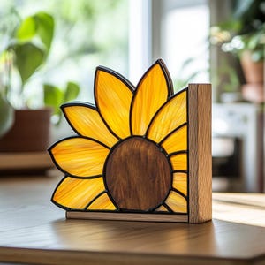Sunflower Stained Glass Pattern Digital Download, Sunflower Suncatcher Home  Decor, Modern Suncatcher, DIY Stained Glass, Mother&#39;s Day Gift
