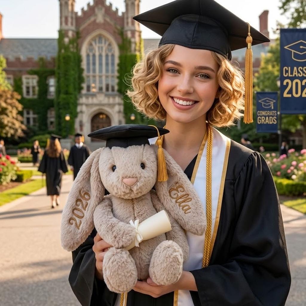 Personalized Graduation Bunny, Custom Name Plush Rabbit Gift Class of ...