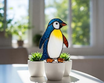 Penguin Stained Glass Pattern Digital Download, Arctic Bird Suncatcher, Cute Penguin Glass Art, DIY Stained Glass, Winter Decor Gift