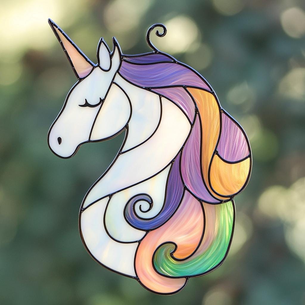 Unicorn Stained Glass Pattern Digital Download, Modern Suncatcher, DIY Stained Glass,Gift for Mythical Creature Lover,Gift for Unicorn Lover