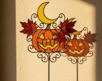 Kürbis-Buntglas-Suncatcher, Blumenkürbis-PDF-Buntglasmuster, Thanksgiving-Dekor, festliches DIY-Dekor