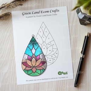Mini Drops Flower Stained Glass Pattern, Lotus Flower Stained Glass Pattern, Modern Suncatcher, DIY Stained Glass, Mother&#39;s Day Gift
