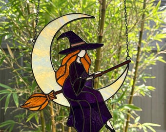 Heks glas in lood patroon digitale download, wassende maan glas Suncatcher patroon, moderne Suncatcher, DIY gebrandschilderd glas, woondecoratie