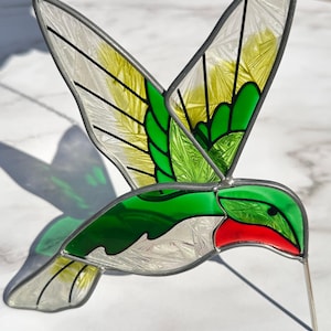 Mother&#39;s day gift, Humming Bird Stained Glass Suncatcher. Home House Pendant, Bird Window Hangings Stained glass, Grandma gift, Gift for her