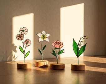 Digital nedladdning av vildblommor i målat glas, evig glasvildblomma, modern solfångare, gör-det-själv-målat glas, mors dag-present
