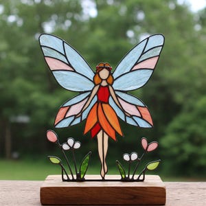 Fairy Blue Wings Stained Glass Pattern, Fairy Stained Glass Suncatcher Pattern, Home Decor, Modern Suncatcher, DIY Stained Glass, Home Decor