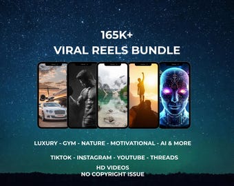 165K+ Viral Reels HD Video Bundle: Fitness, Luxury, Motivation (Digital Download)