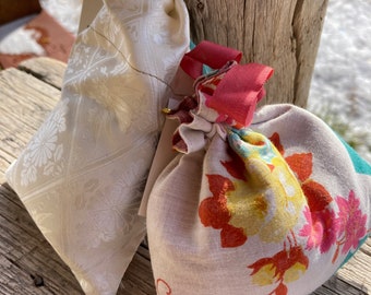 Vintage Silk Kimono & Silk Sari Lavender Sachets by Stephanie Barnes Studio/Barneche Design, set of two