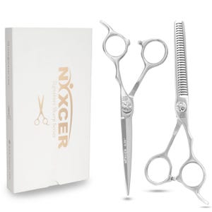Nixcer Professional Scissors - 6.25&quot; Arc Hair Cutting Scissors C440 Japanese Steel, Sharpness Hair Thinning Scissors + Hair Cutting Scissors