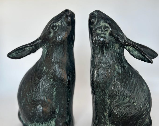 Andrea by Sadek Cast Iron Hares: Verdigris Bronze Patina Rabbit ...