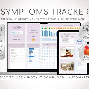 Symptom Tracker Google Sheets Pain Tracker Chronic Illness Spreadsheet Daily Symptom Frequency Symptom Journal Medical Tracker Template 2025