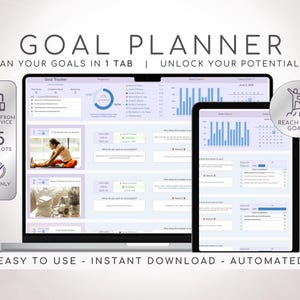Zielplaner Tracker Tabelle Smart Ziel Jahresplaner Google Sheets Einstellungsvorlage Vision Board Neujahr Entschlossenheit Produktivität 2025