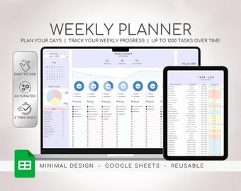 Digital Planner Spreadsheet Google Sheets Weekly Planner Daily Schedule Planner Task Tracker To Do List Daily Checklist Habit Planner