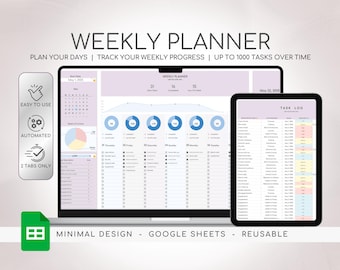 Digital Planner Spreadsheet Google Sheets, Weekly Planner, Daily Schedule Planner, Task Tracker, To Do List, Daily Checklist, Habit Planner