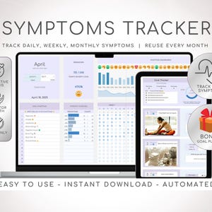Symptom Tracker Google Sheets Chronic Illness Pain Planner Spreadsheet Daily Symptom Frequency Tracker Symptom Journal Medical Tracker 2025