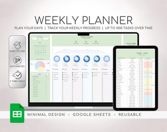Weekly Planner Spreadsheet Google Sheets Digital Planner Daily Schedule Planner Task Tracker To Do List Daily Checklist Habit Planner 2025