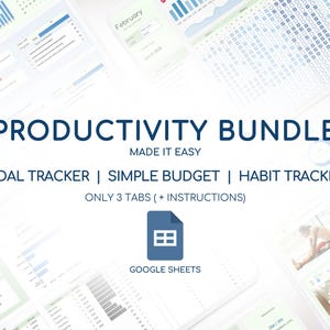 2025 Simple Spreadsheet Bundle Google Sheets Template |All in One Digital Planner | Ultimate Life Planner | Habit Budget Goal Tracker