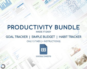 2025 Simple Sheet Sheet Bundle Google Sheets Vorlage |All in One Digital Planner | Monatsplaner | Gewohnheit Budget Ziel Tracker