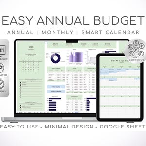 Annual Budget Spreadsheet, Monthly Budget, Google sheets template, Annual Budget Template, Financial Planner, Annual Spreadsheet, Paycheck