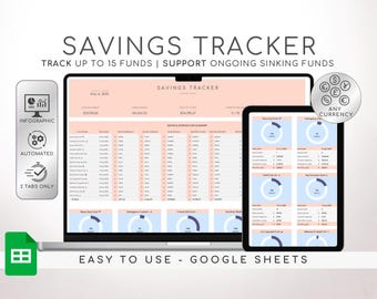 Sinking Funds Tracker Spreadsheet Budget Google Sheets Savings Tracker Personal Finance Planner Cash Savings Spreadsheet Template Plan